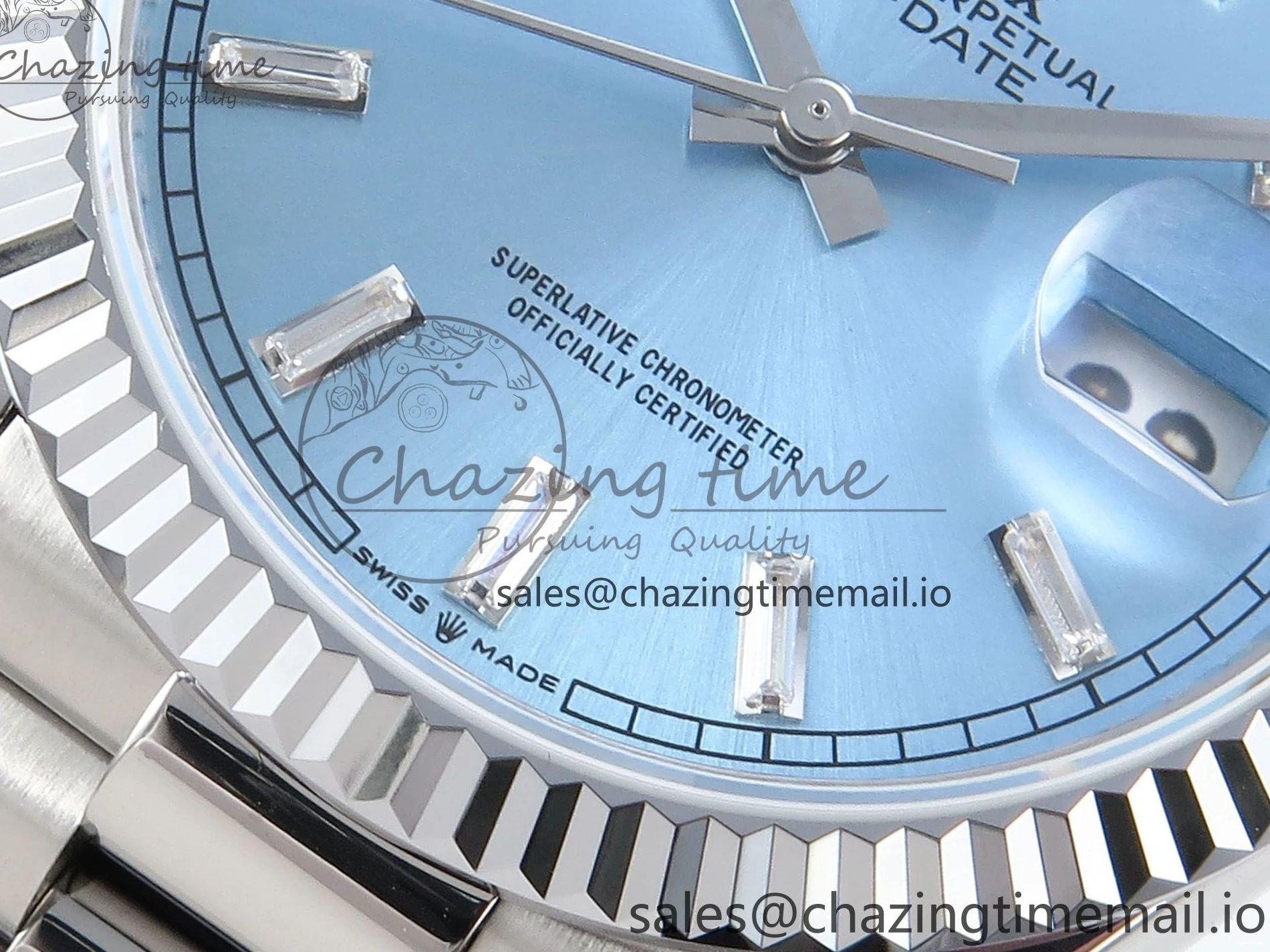 MiroTime 0214 Day Date 36 YG 128236 KF 1:1 Best Edition Ice Blue Crystal Dial on President Bracelet A2836 (Gain Weight) Modern 500